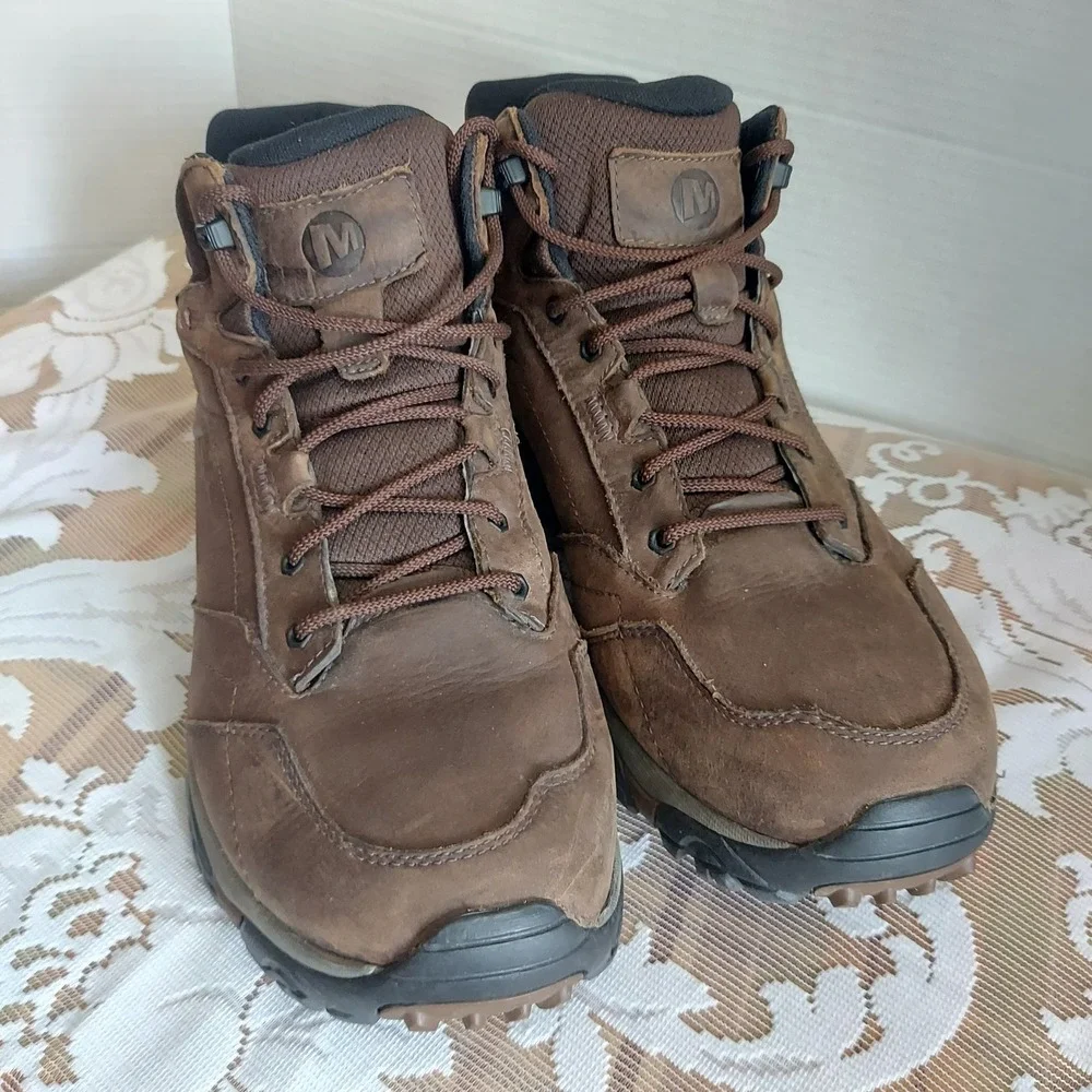 Merrell Mens Forestbound Mid Waterproof Hiking Boots Brown Leather J91819 Sz 13